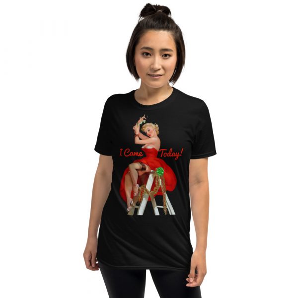 Christmas Pinup with Mistletoe Came Today Women's T-Shirt - Image 2