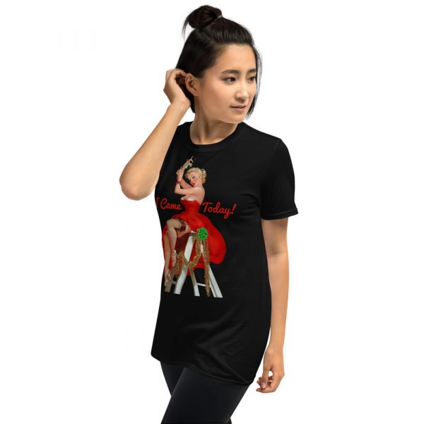 Christmas Pinup with Mistletoe Came Today Women's T-Shirt - Image 4